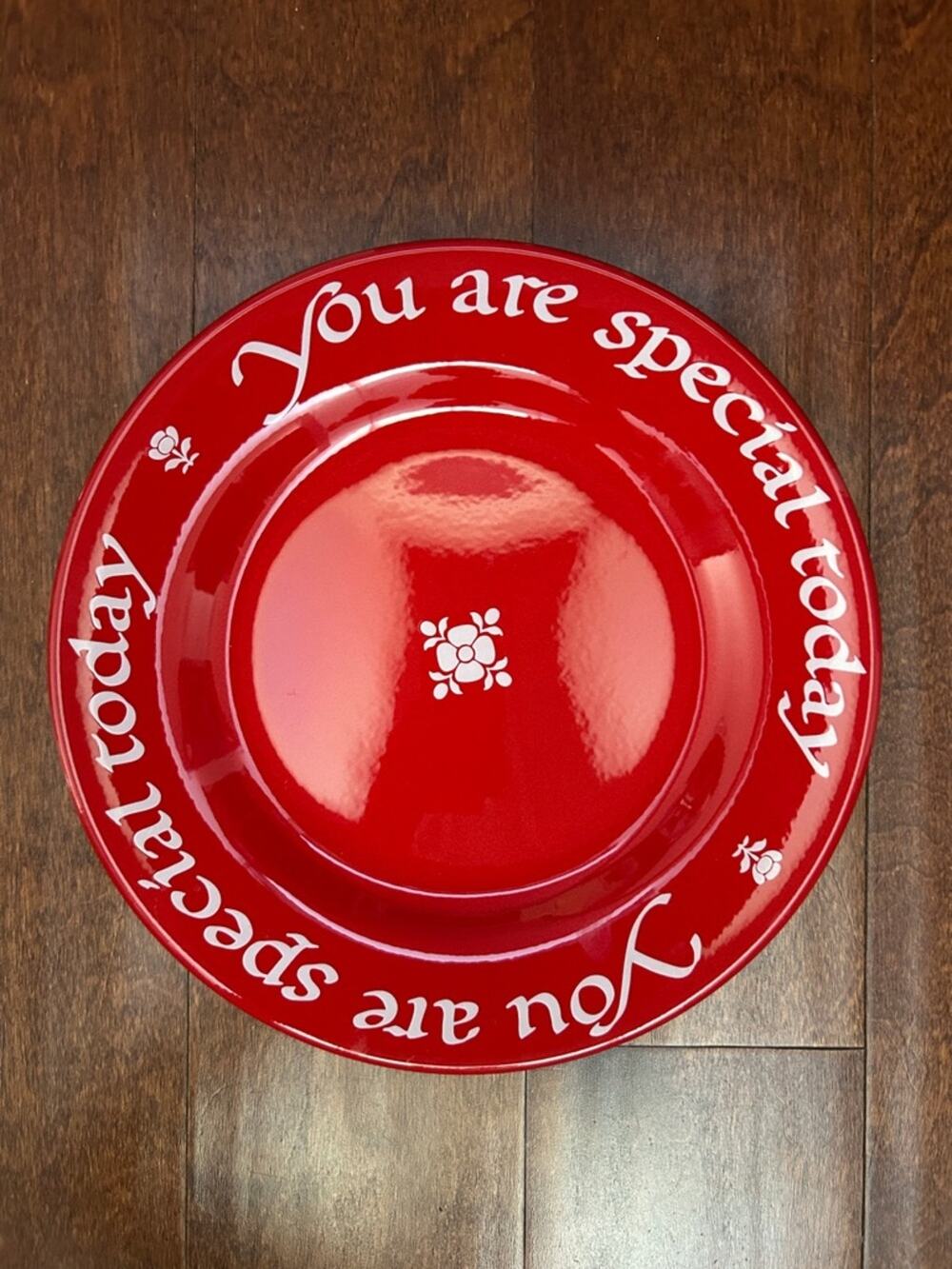 Red Decorative Dinner Plate — 'You Are Special Today'